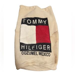 Vintage 90s Tommy Hilfiger Cozumel Mexico Canvas Drawstring Bag Rare Flag Logo